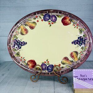 JC Penny Home Collection FRUIT MULTI Purple Melamine Large Oval Serving Platter